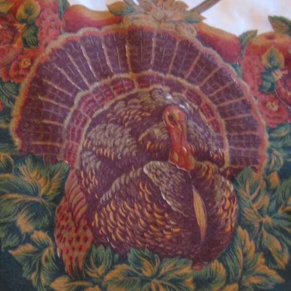Vintage 80s Turkey Harvest Banquet Tablecloth 60 x 100 Rectangle Thanksgiving - Picture 1 of 4